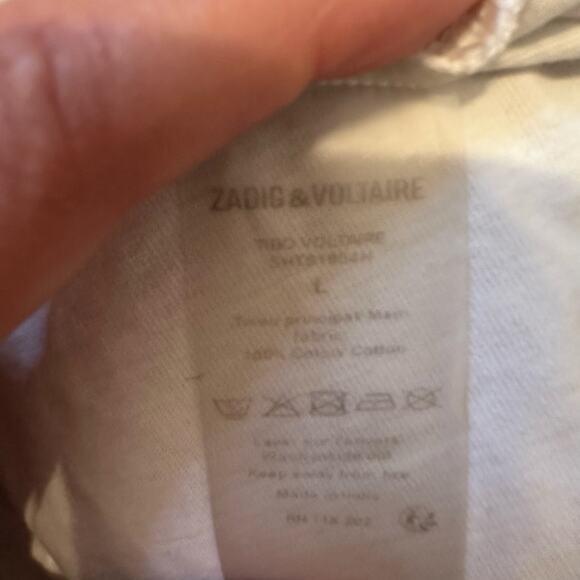 ZADIG & VOLTAIRE Men's Voltaire T-Shirt Size L In White - Picture 4 of 8